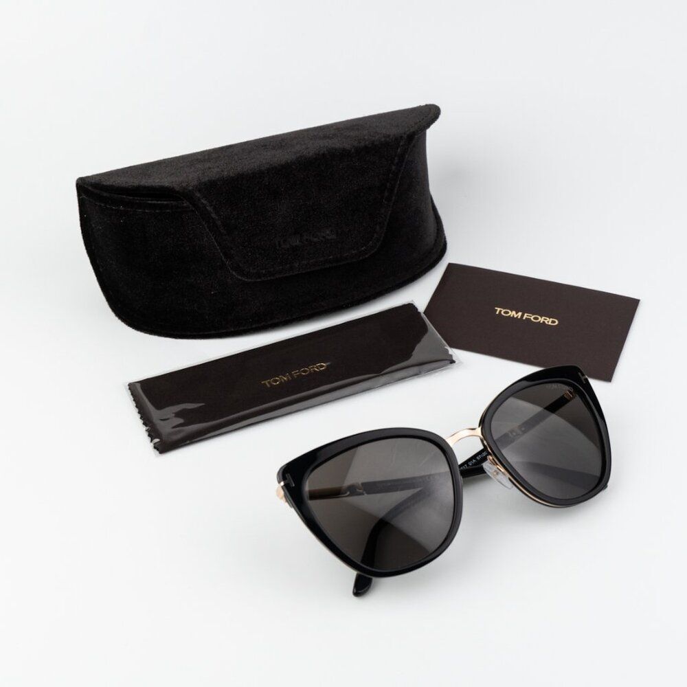 Tom Ford SIMONA Women Sunglasses Black Gold Smoke Semi Cat Eye FT0717 01A NEW - Picture 11 of 12